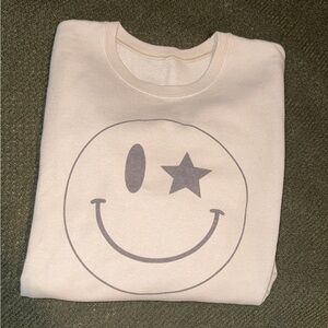 Gildan Cream Smiley Face Sweater